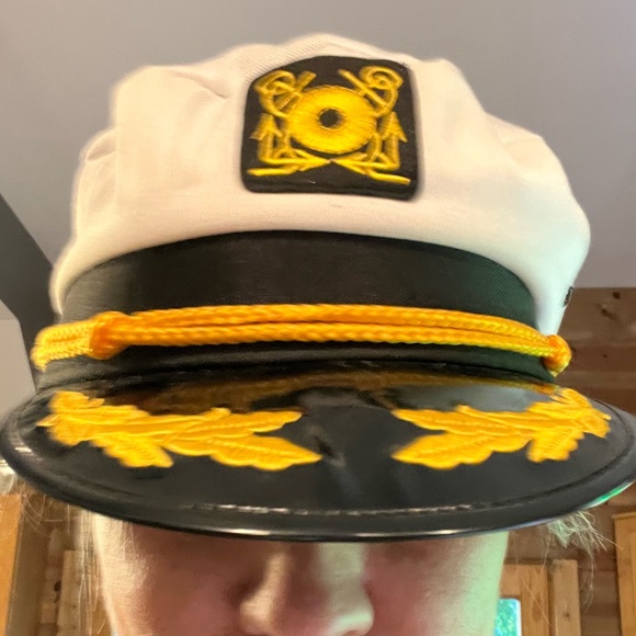Captains HAT ship yacht SnapBack yellow embroidery anchor roping emblem on brim - Picture 6 of 16